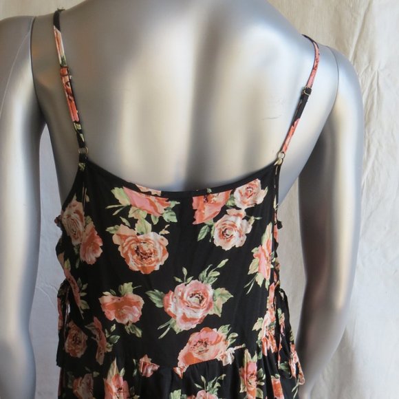 XXI Black with Orange Flower Spaghetti Strap Dress - Picture 6 of 8